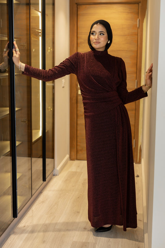 "Elen” dress in burgundy