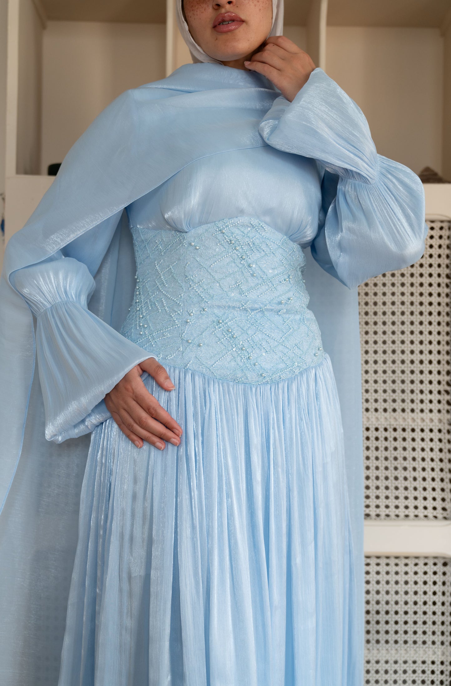 "Aria” dress in baby blue