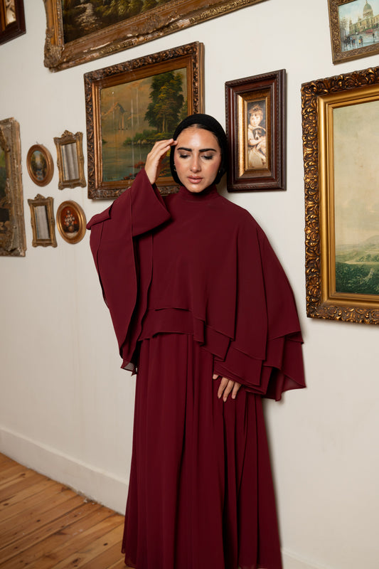 "Serena” dress in burgundy