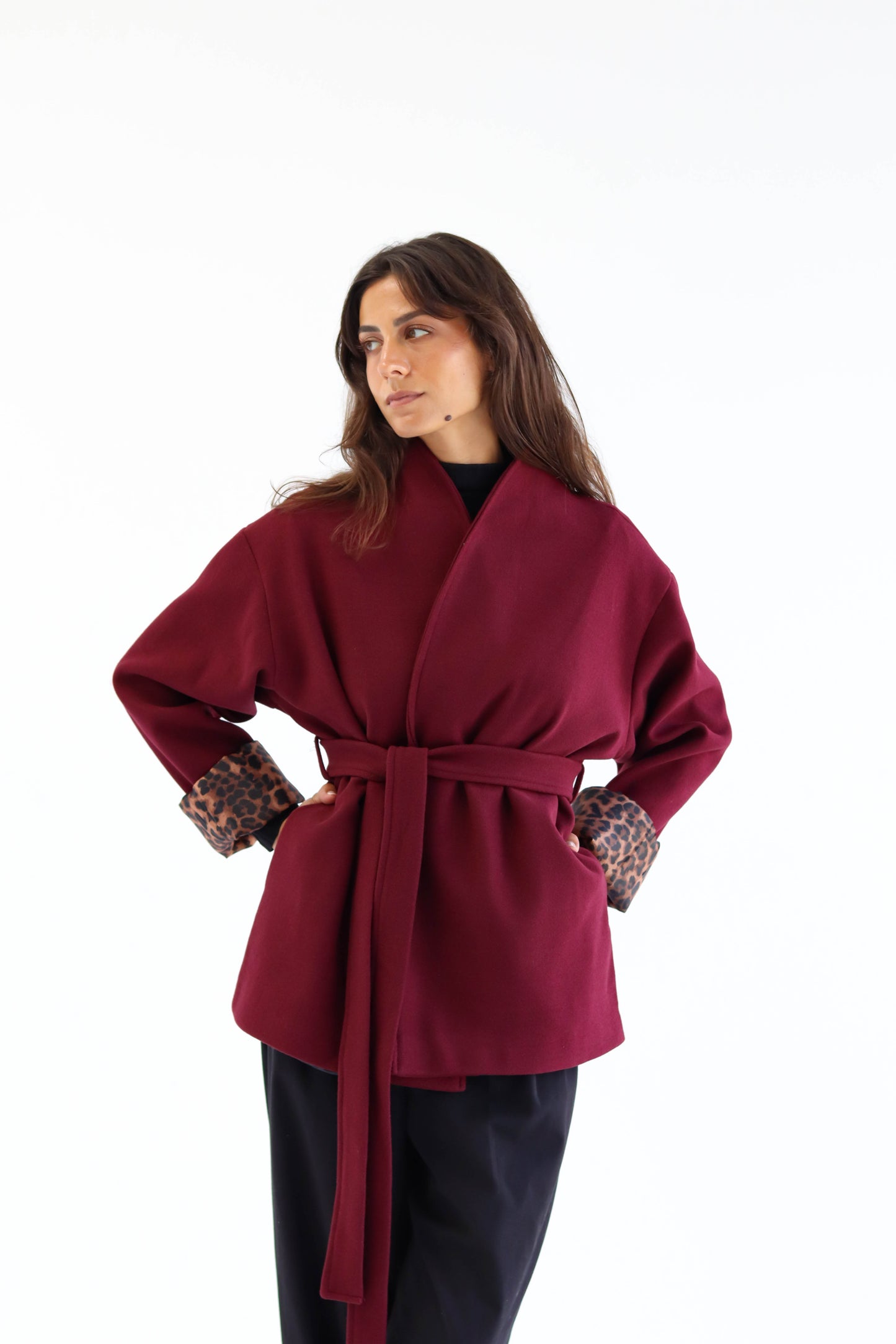 The "LEOPARD" Coat in burgundy
