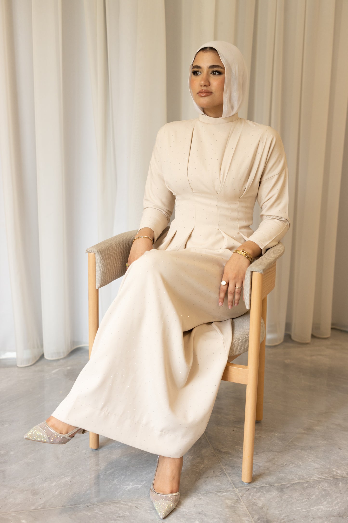 Bella Luxe Dress in Beige