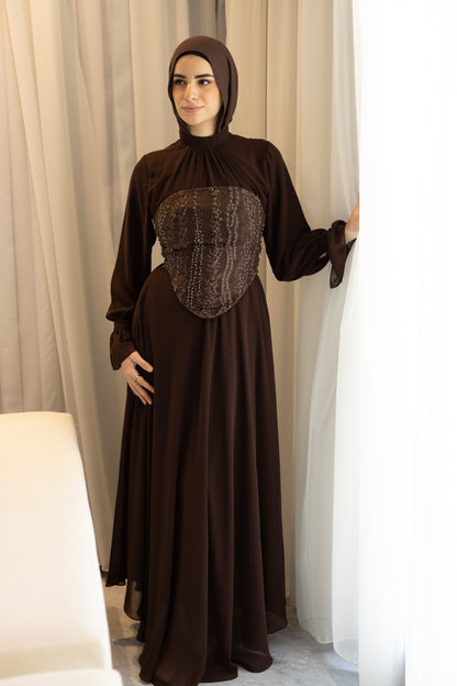 "Mila” dress in brown