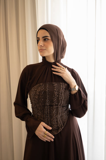 "Mila” dress in brown