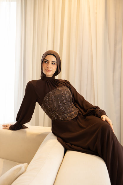 "Mila” dress in brown