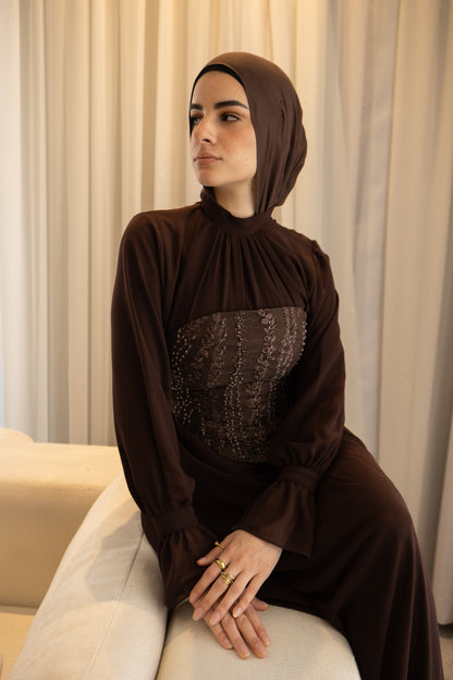 "Mila” dress in brown