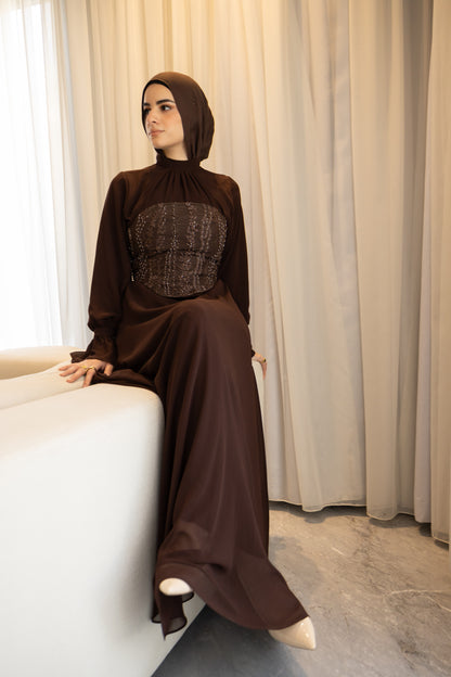 "Mila” dress in brown