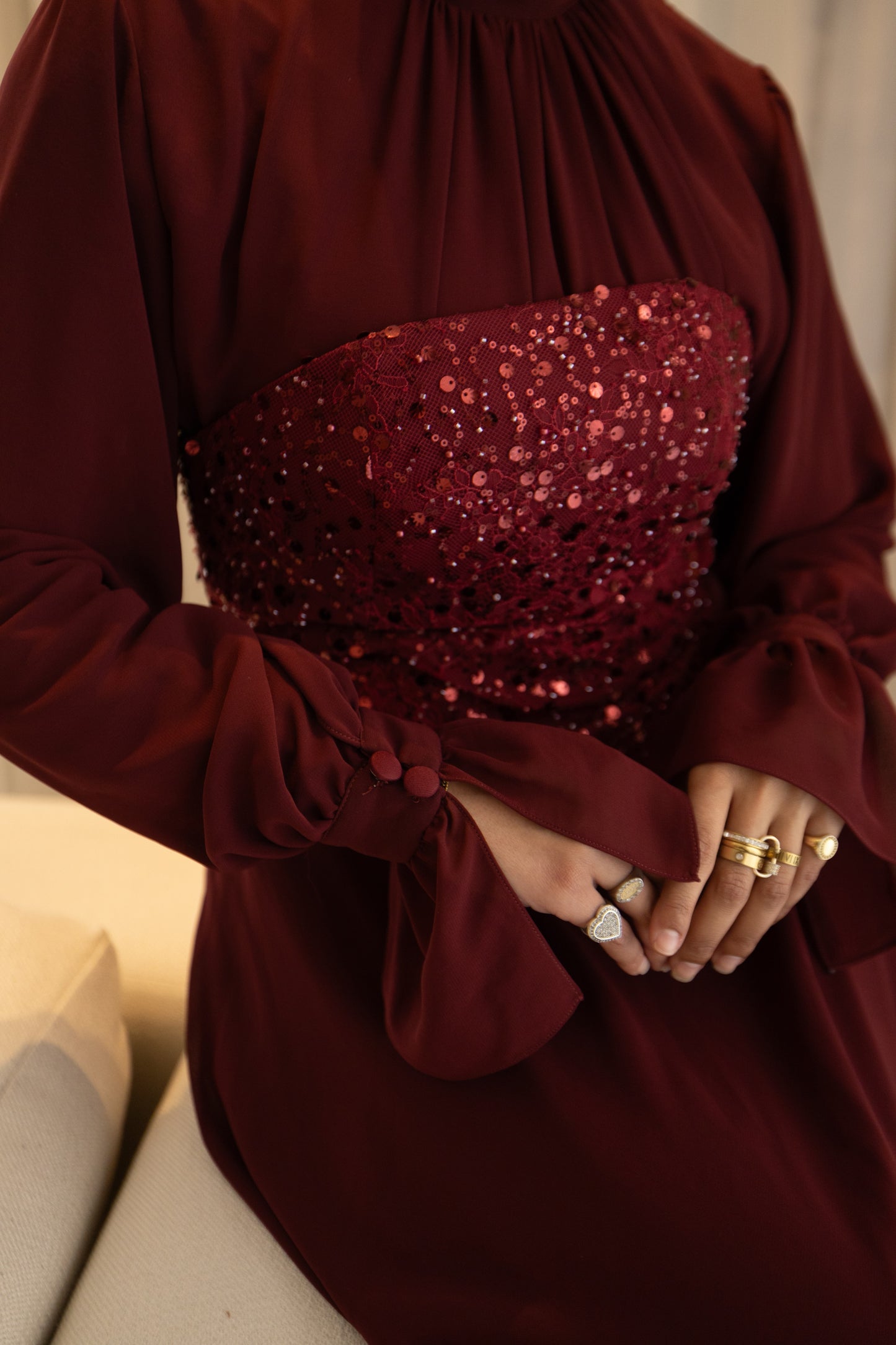 "Mila” dress in burgundy