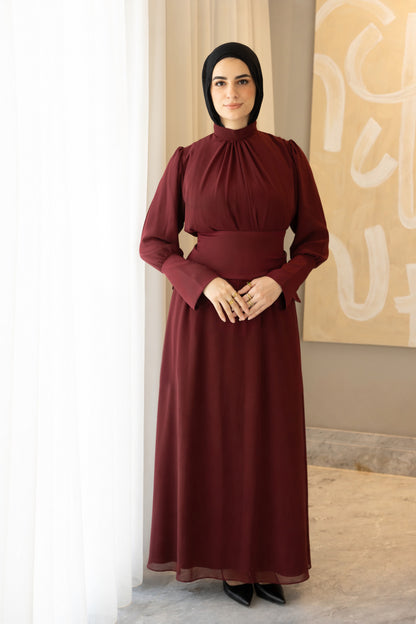 "Cecile” dress in burgundy [PRE-ORDER]