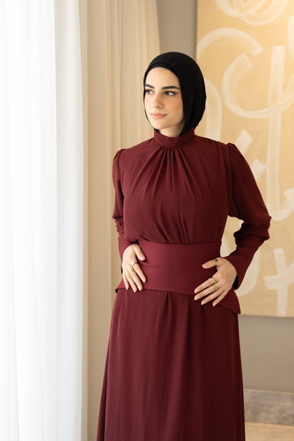 "Cecile” dress in burgundy [PRE-ORDER]