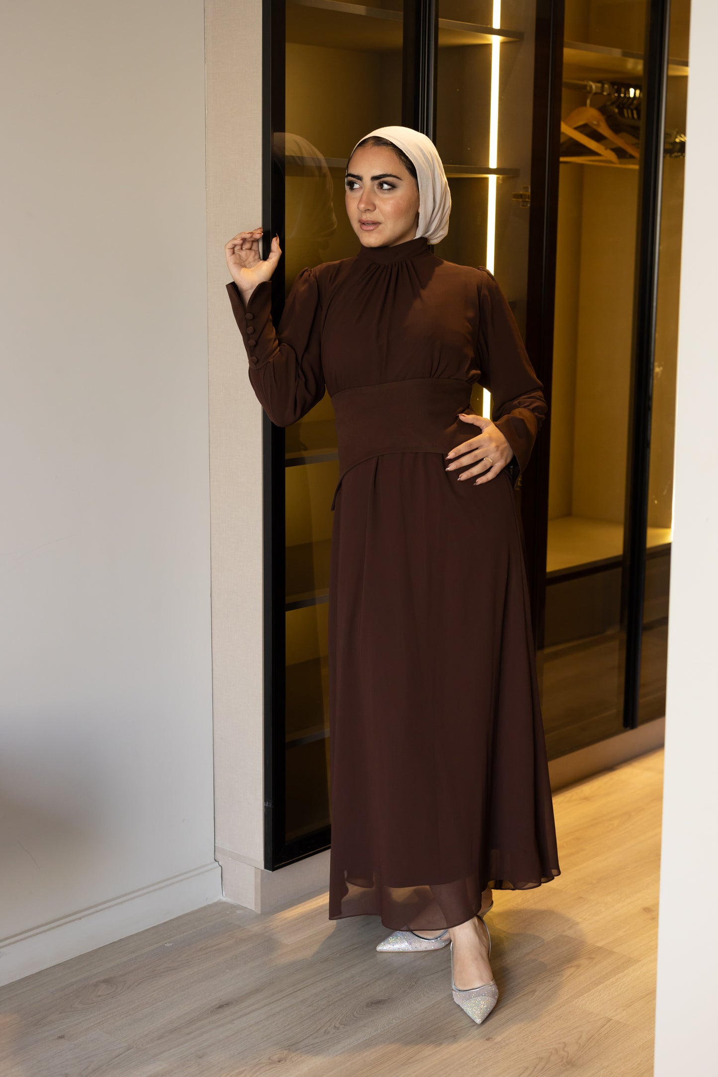 "Cecile” dress in brown [PRE-ORDER]