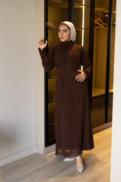 "Cecile” dress in brown [PRE-ORDER]