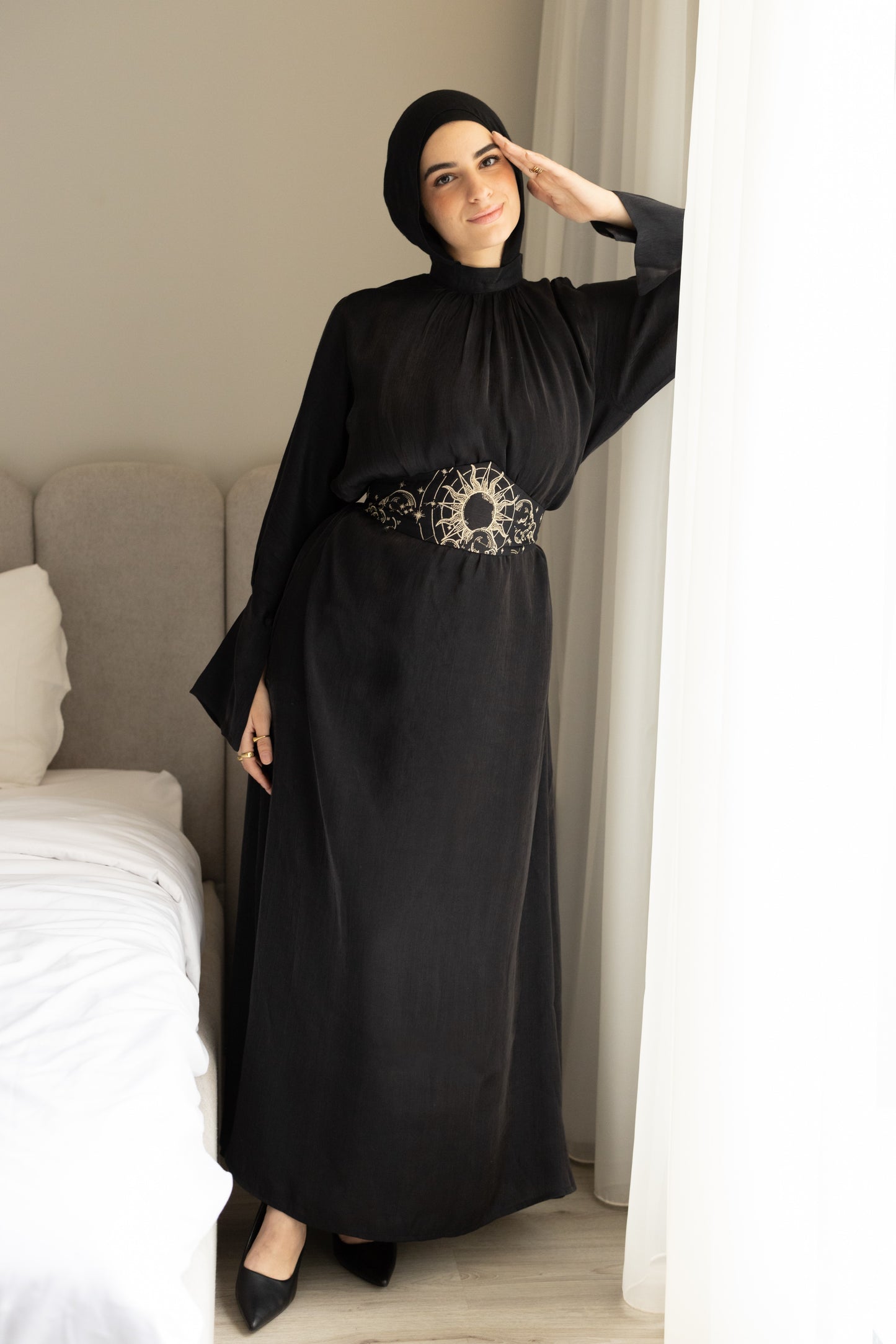 "Soleil” dress in black