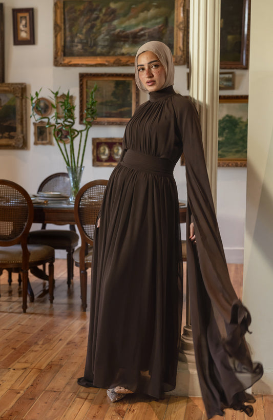 "Cleo” dress in brown