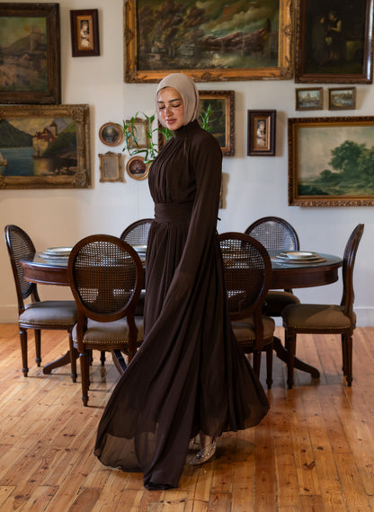 "Cleo” dress in brown