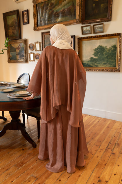 "Sofi” dress in caramel brown