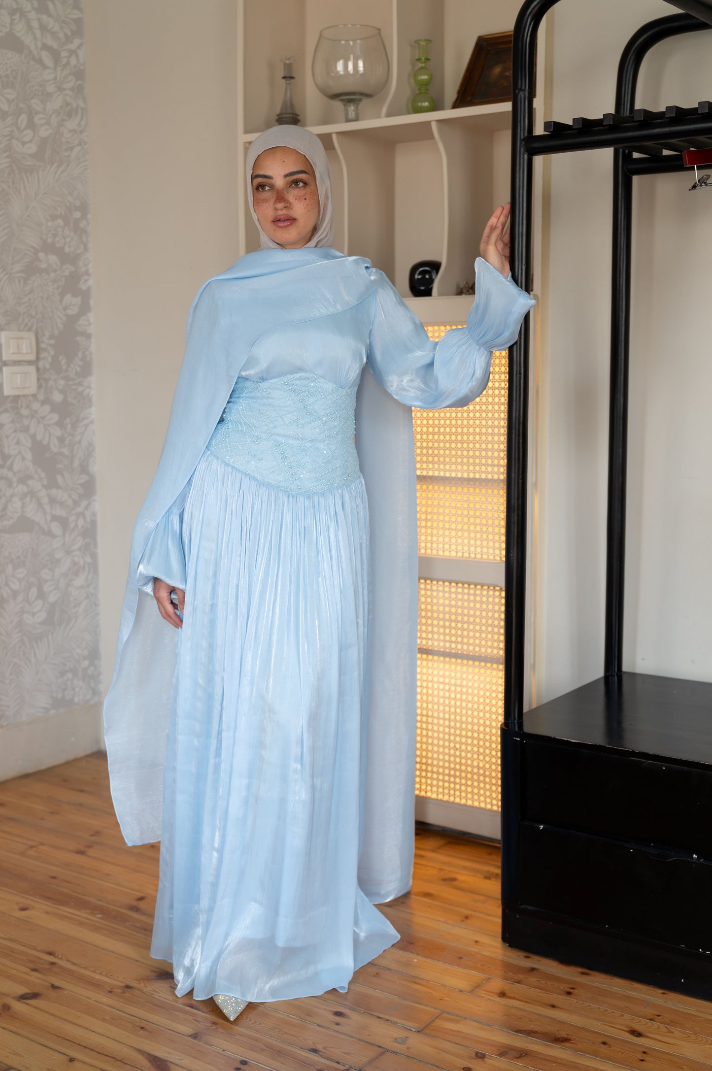 "Aria” dress in baby blue