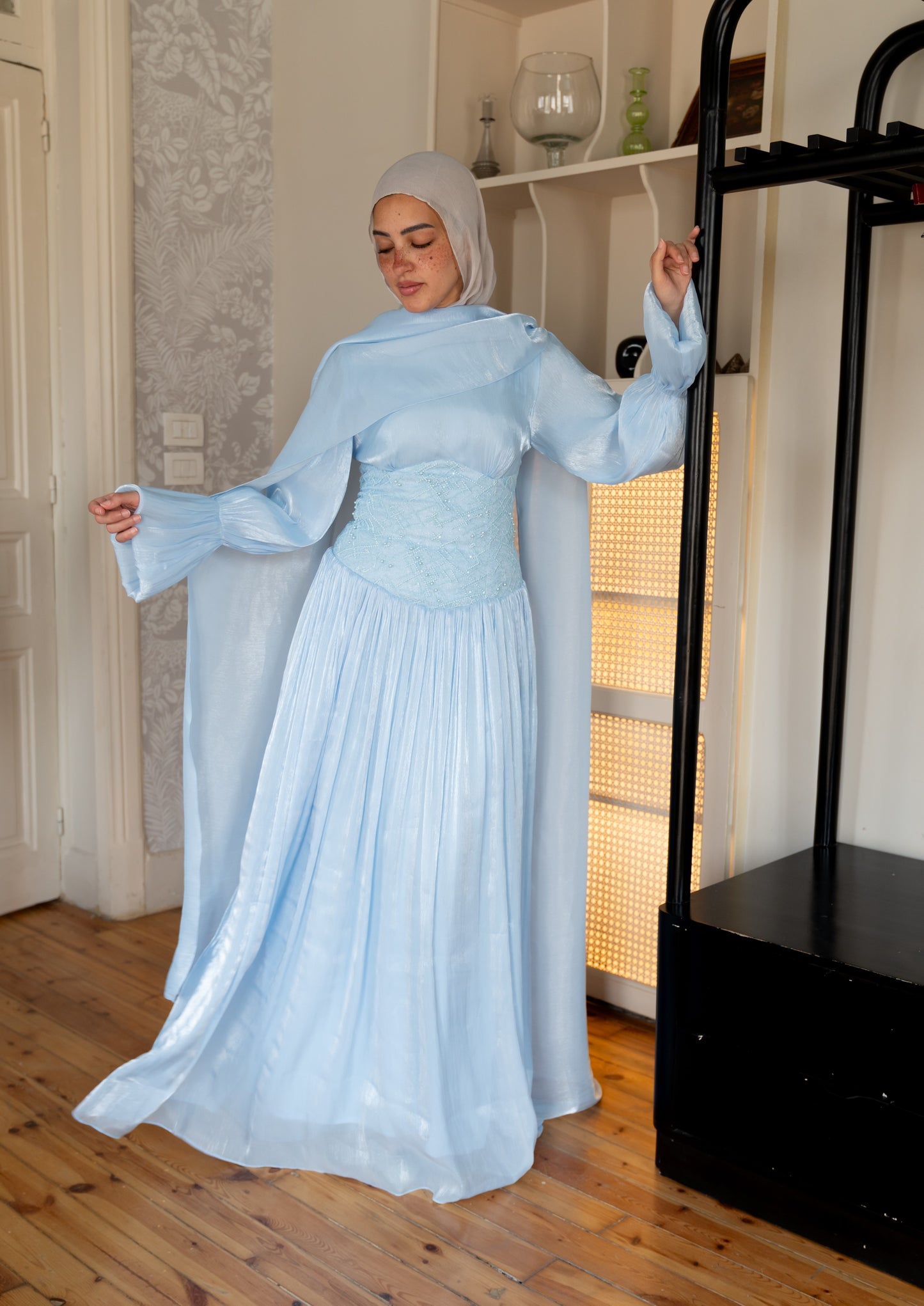 "Aria” dress in baby blue