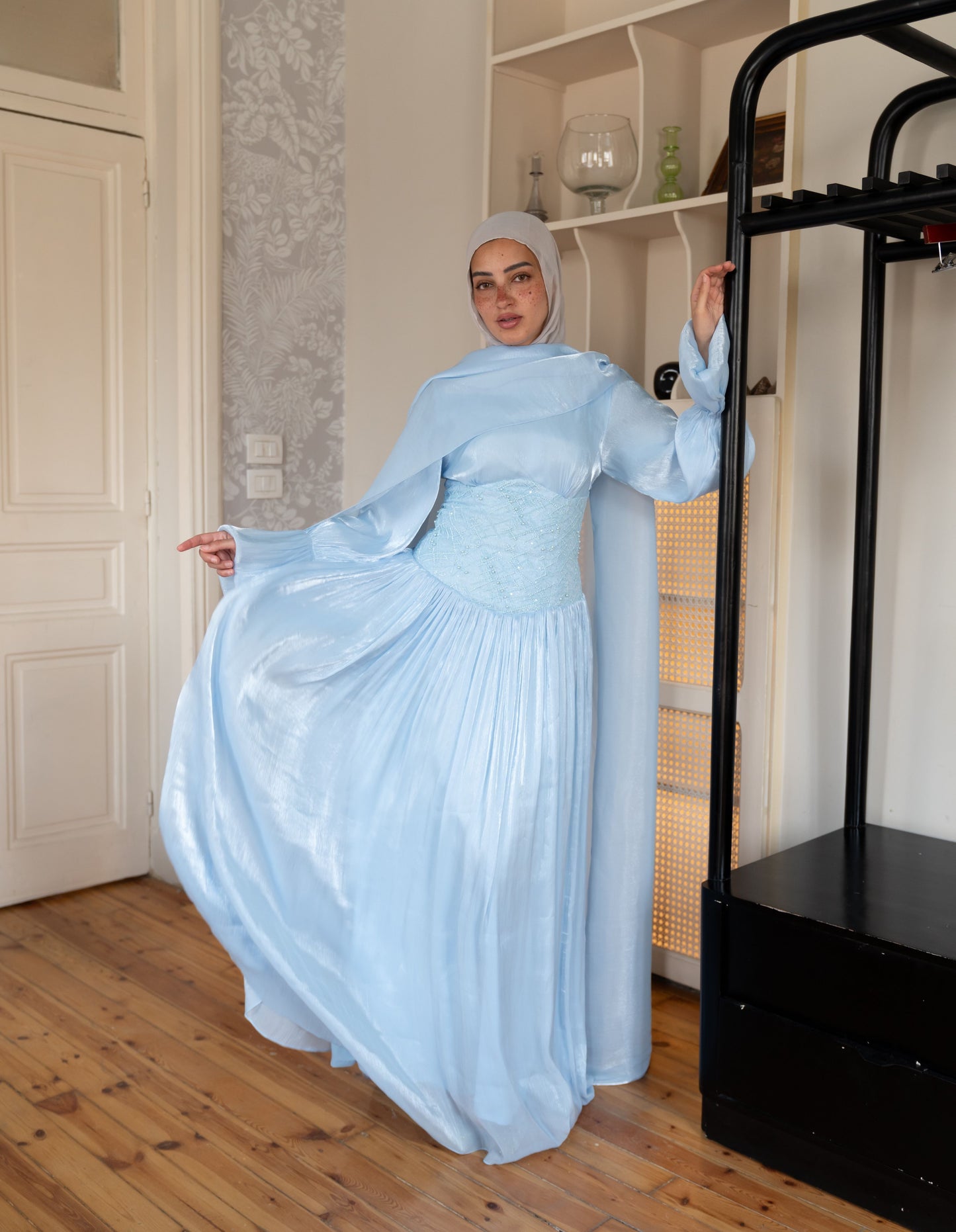 "Aria” dress in baby blue