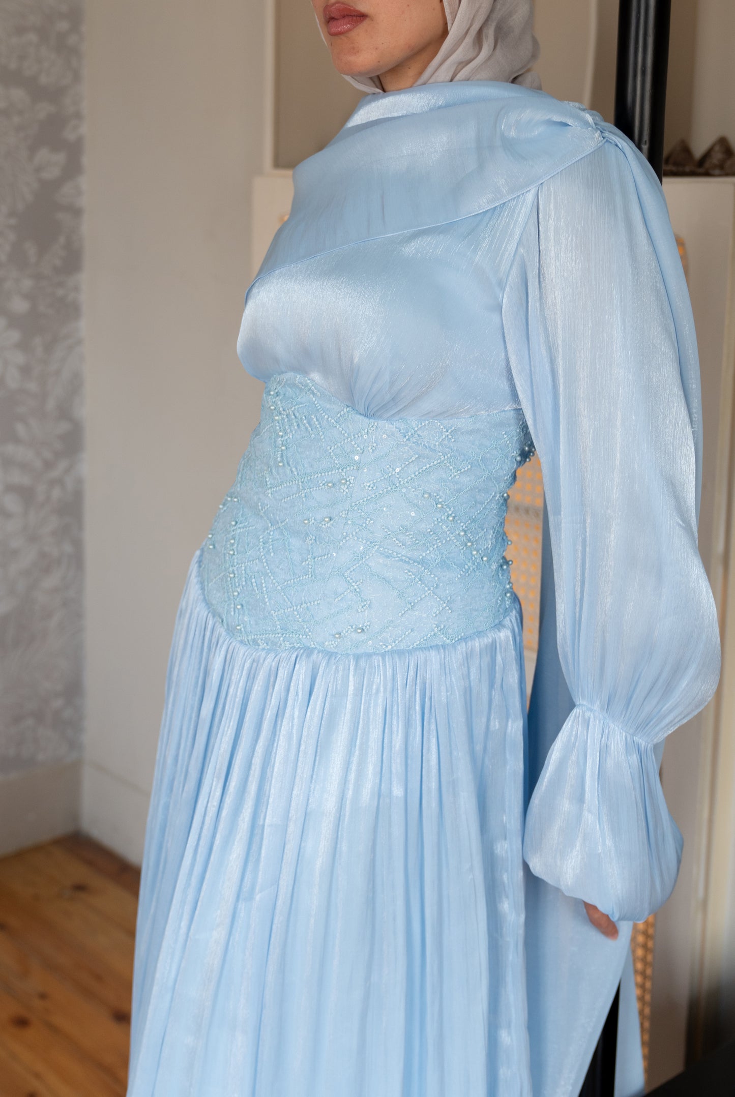 "Aria” dress in baby blue