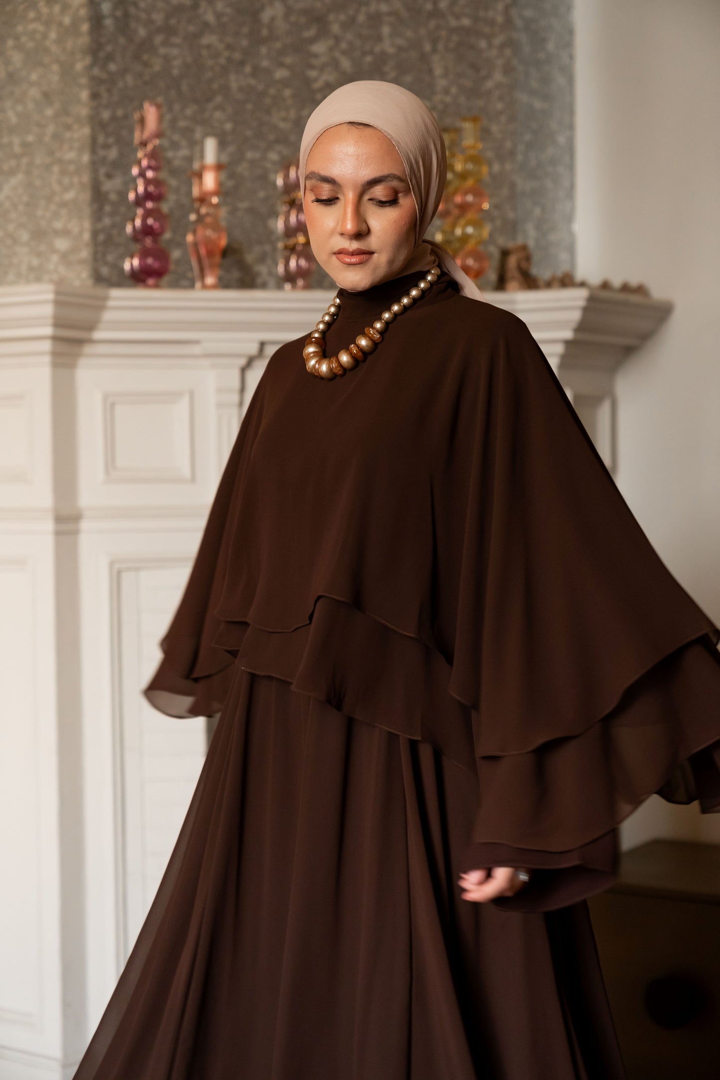 "Serena” dress in brown