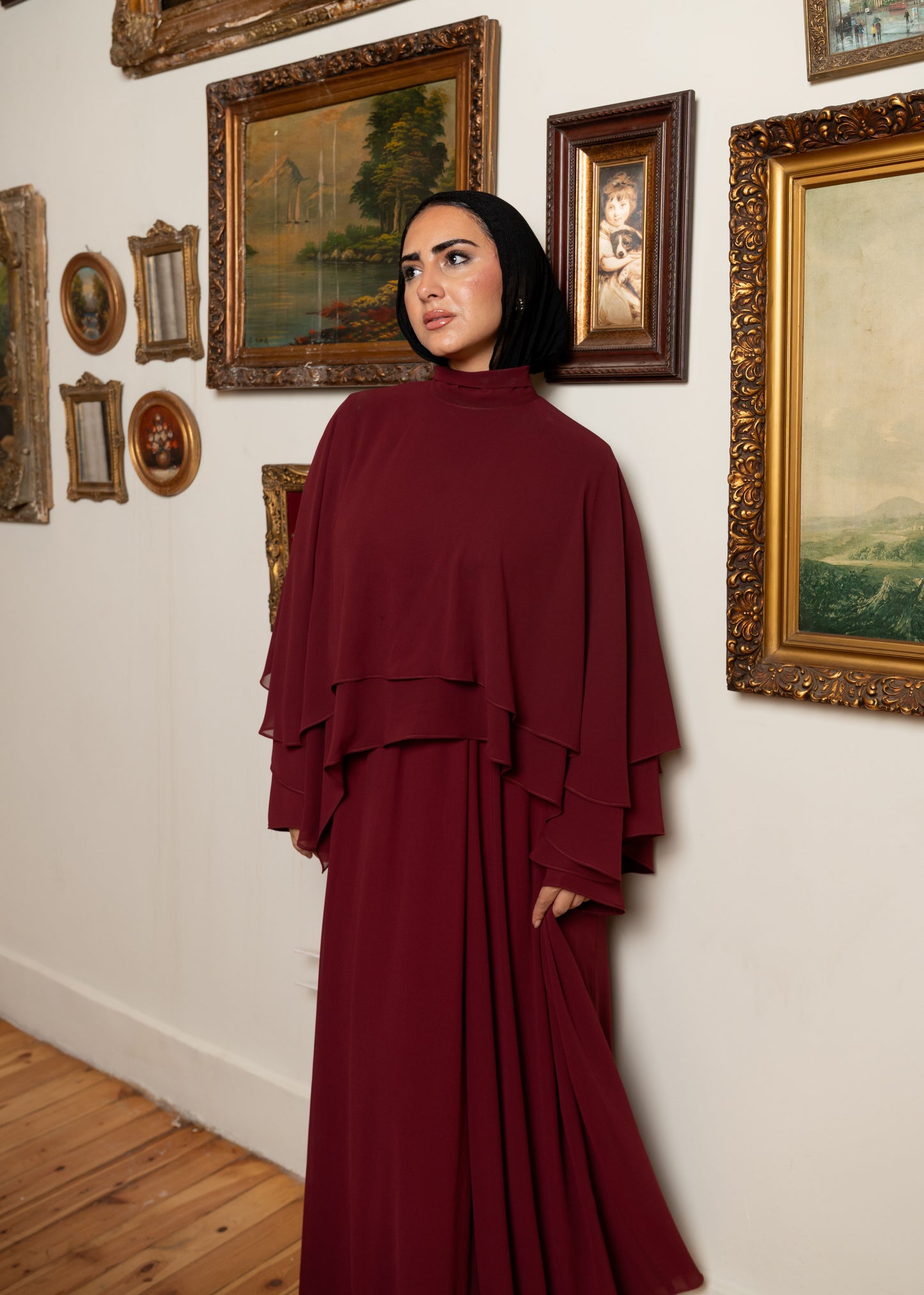 "Serena” dress in burgundy