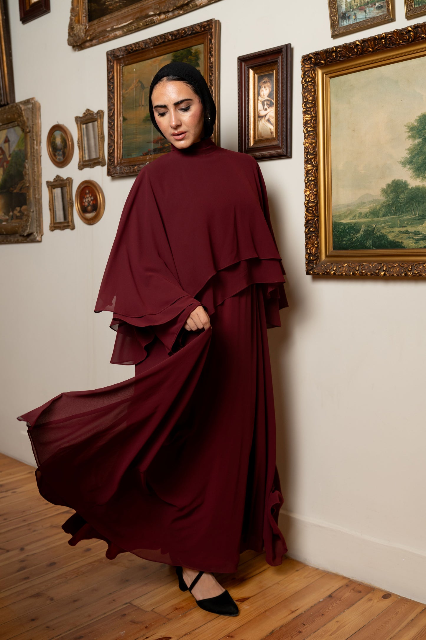 "Serena” dress in burgundy