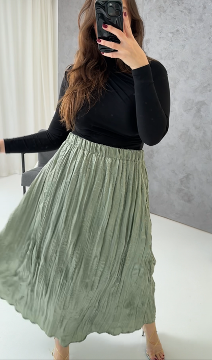 Sofia Crushed Satin Skirt
