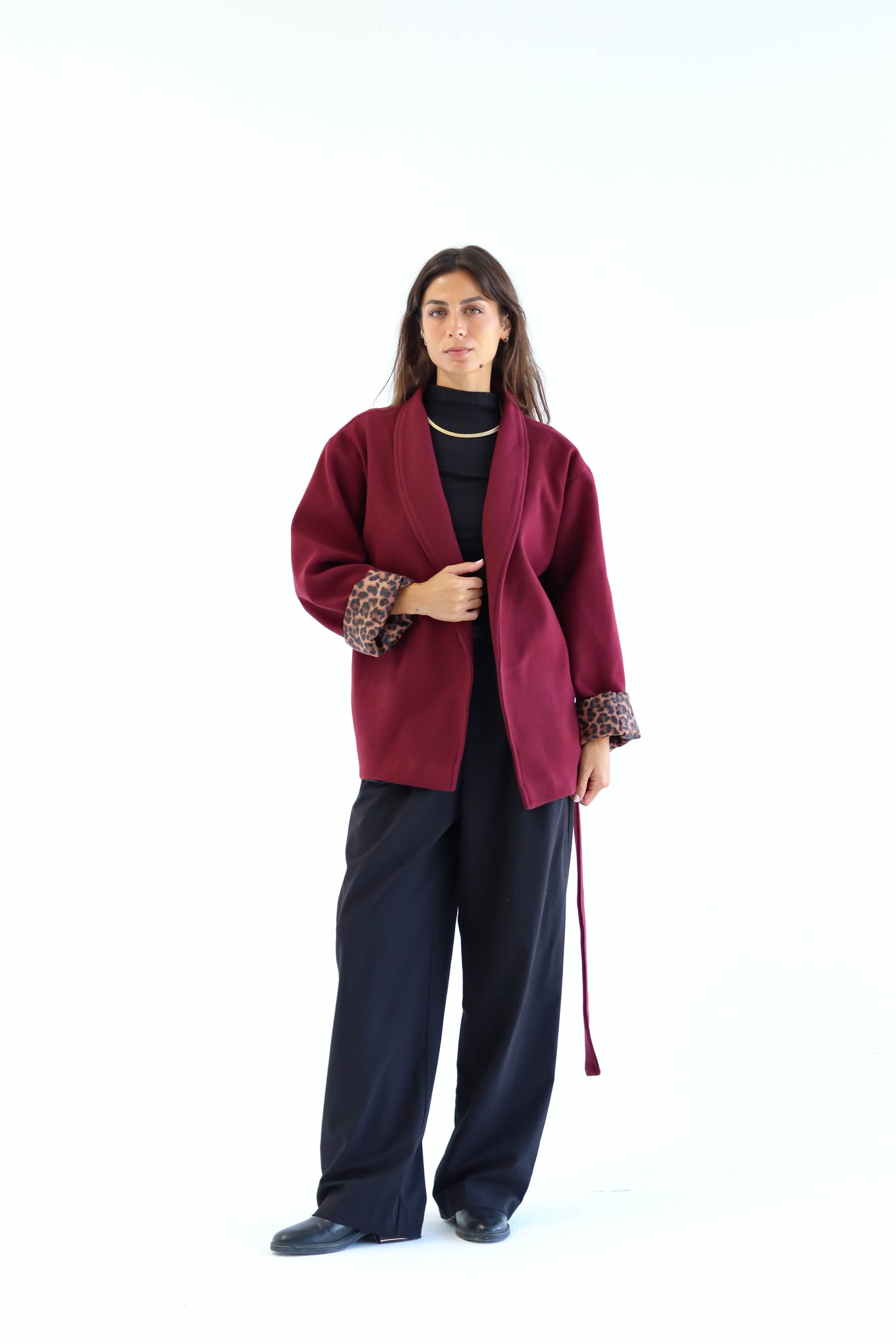 The "LEOPARD" Coat in burgundy