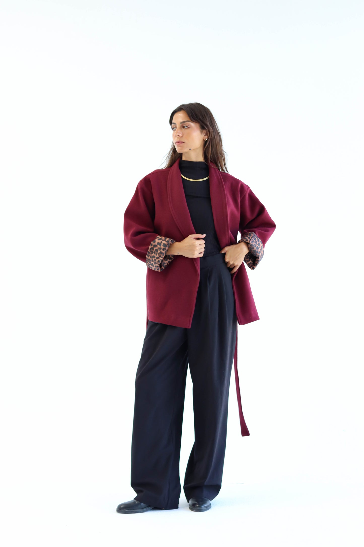 The "LEOPARD" Coat in burgundy