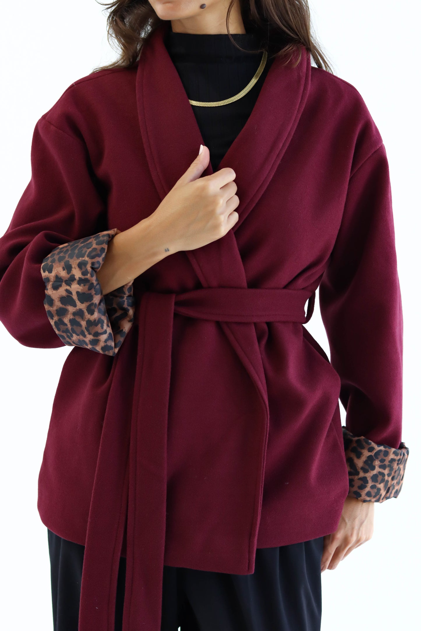 The "LEOPARD" Coat in burgundy