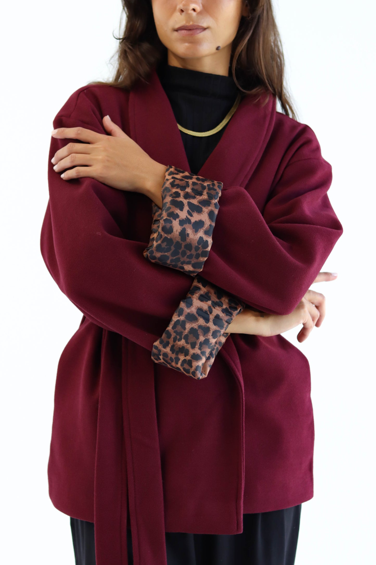 The "LEOPARD" Coat in burgundy
