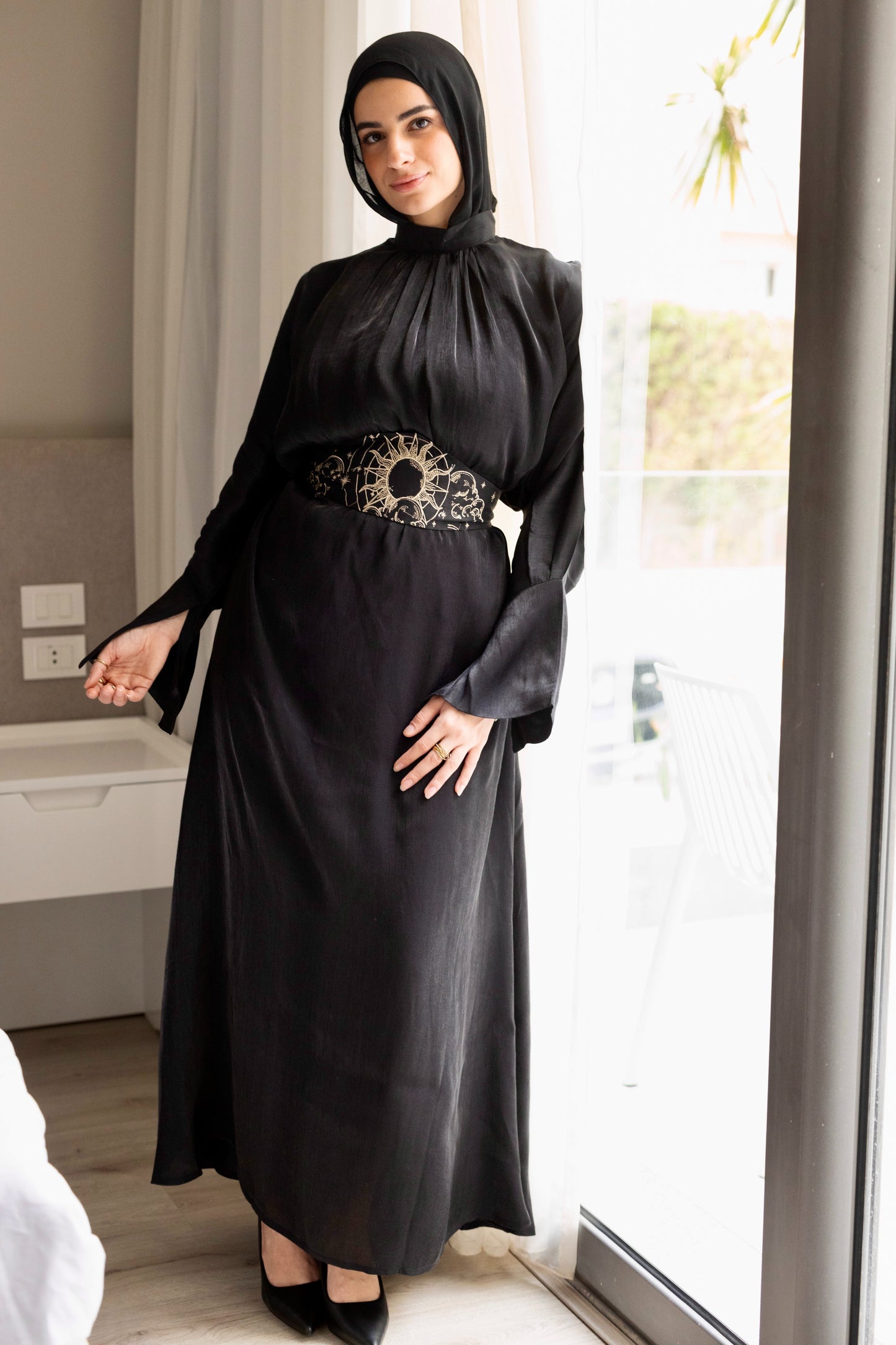 "Soleil” dress in black