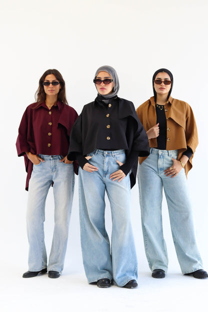 The "IVY" Cape in burgundy