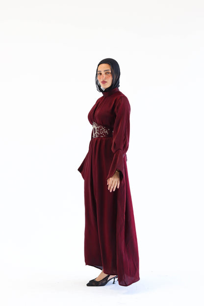 “Soleil” dress in burgundy