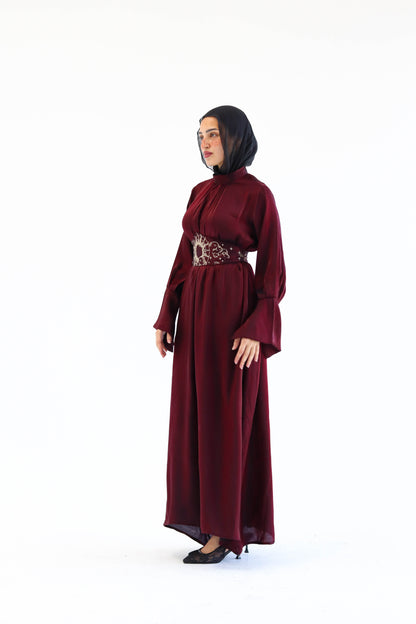 “Soleil” dress in burgundy