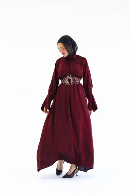 “Soleil” dress in burgundy