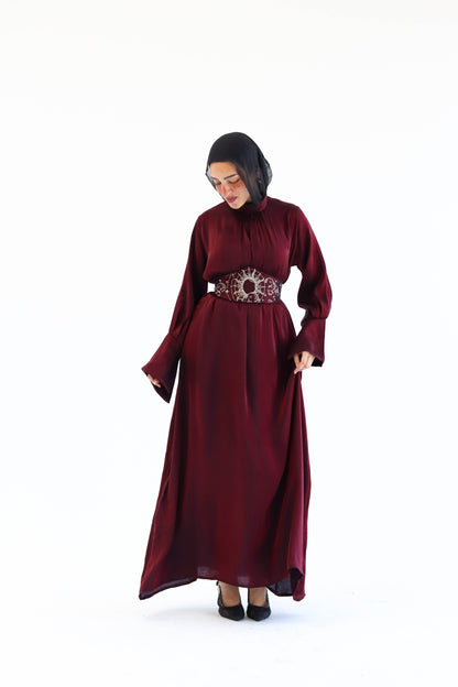 “Soleil” dress in burgundy