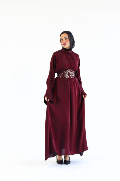 “Soleil” dress in burgundy
