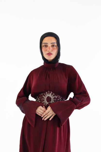 “Soleil” dress in burgundy