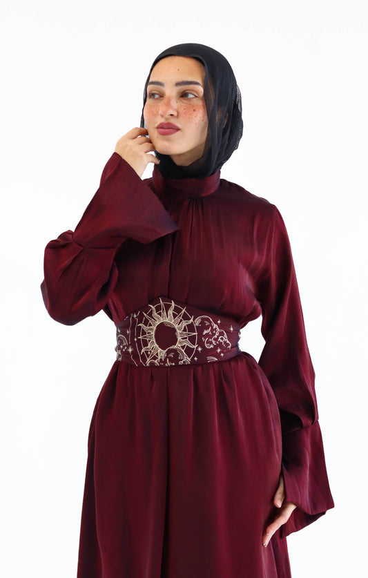 “Soleil” dress in burgundy