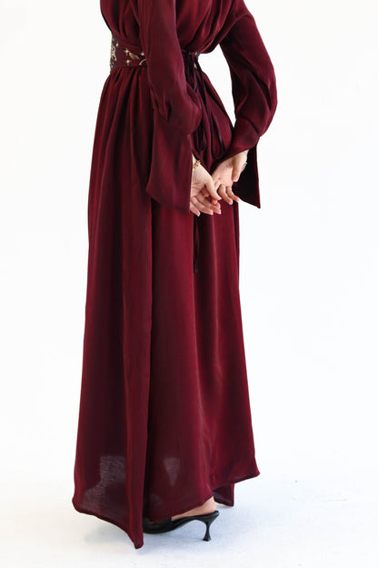 “Soleil” dress in burgundy