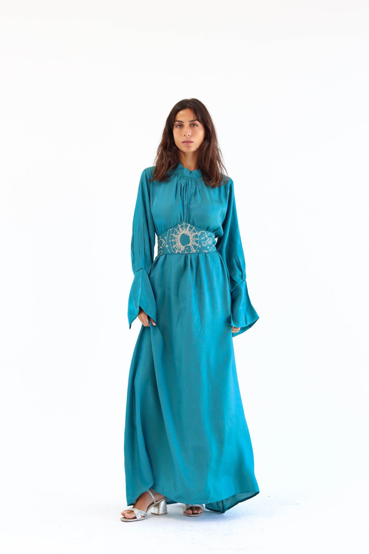 “Soleil” dress in aqua