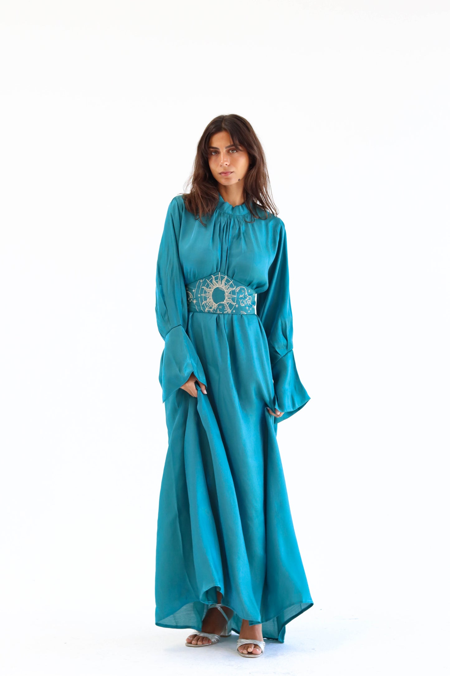 “Soleil” dress in aqua