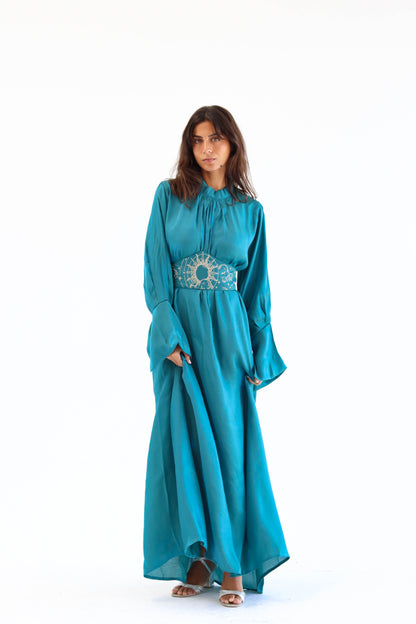 “Soleil” dress in aqua