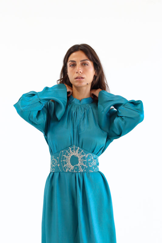 “Soleil” dress in aqua