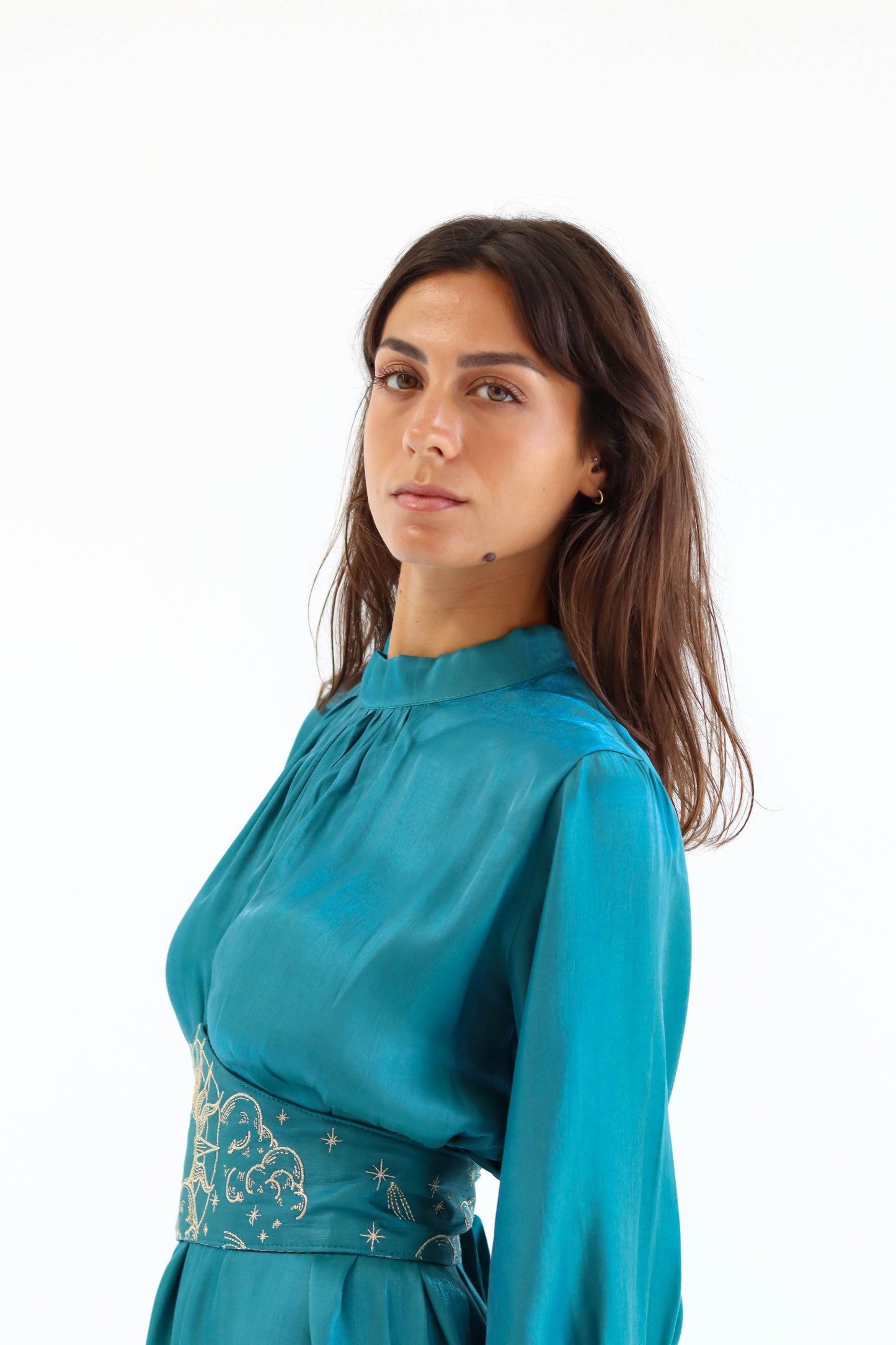 “Soleil” dress in aqua