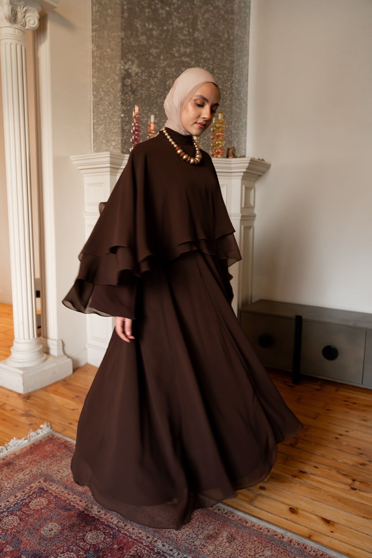 "Serena” dress in brown