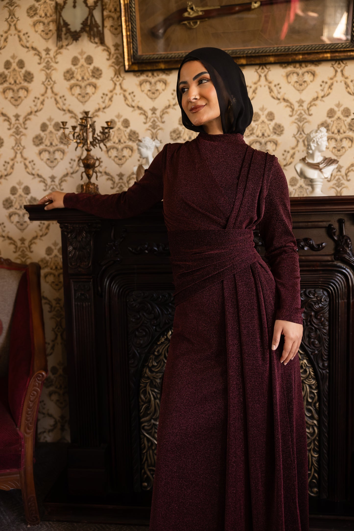 "Elen” dress in burgundy [PRE-ORDER]
