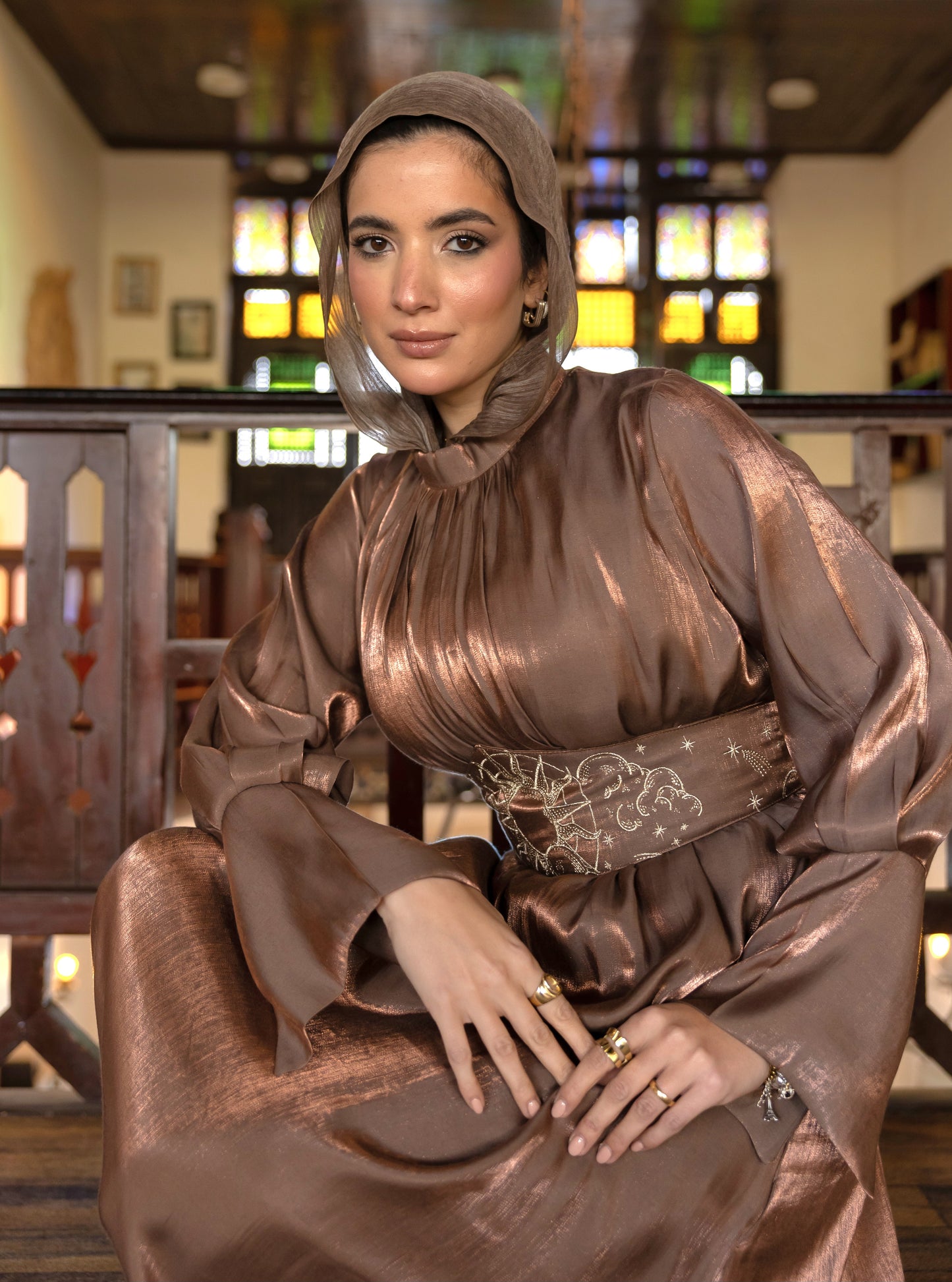 "Soleil” dress in copper