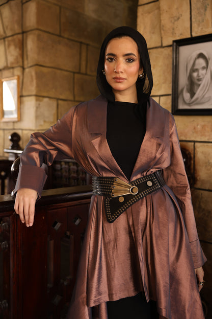 "Solana" Tafetta Cardigan in Copper